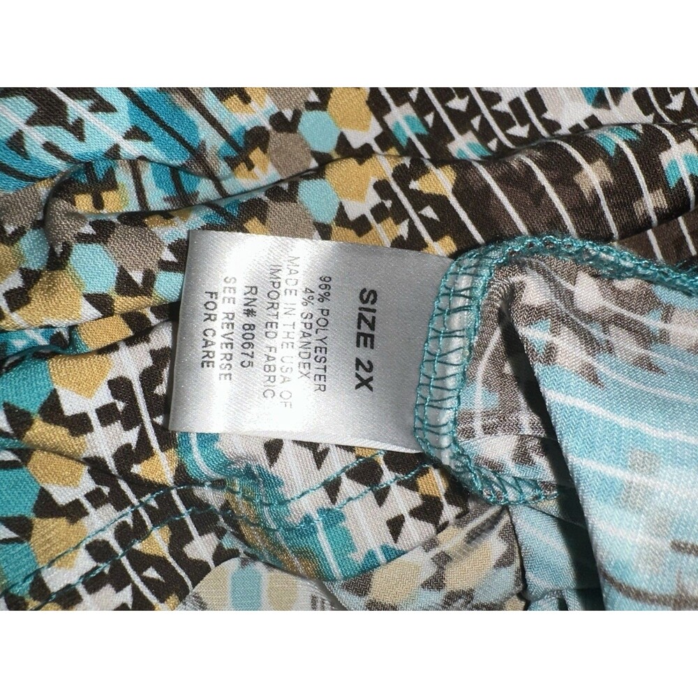 Dressbarn Tank Top Size 2X chevron print teal turquoise - Picture 7 of 8